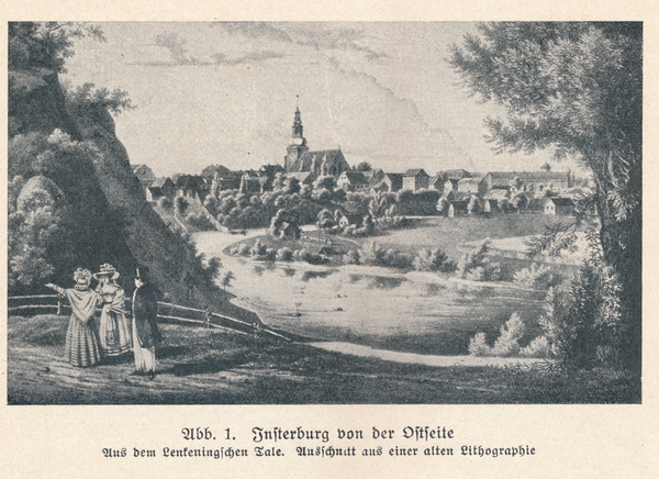 Insterburg, Stadt, Ortsansicht von der Ostseite (Lithographie)