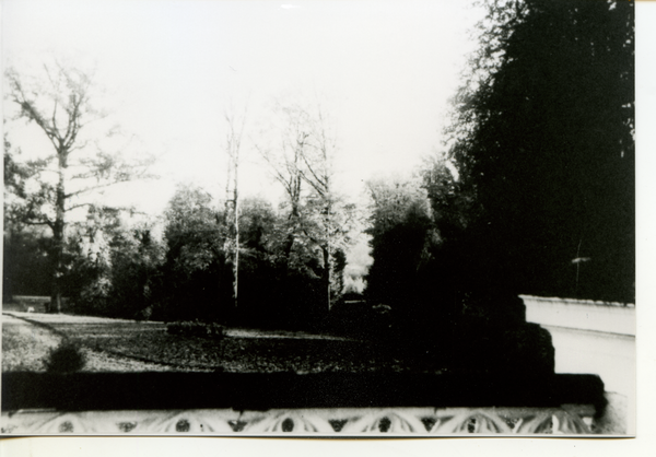 Sehmen,  Blick von der Veranda des Gutshauses in den Park