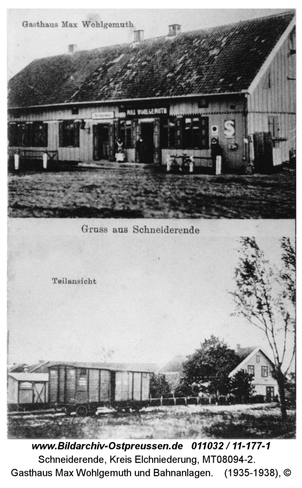 Schneiderende, Gasthaus Max Wohlgemuth und Bahnanlagen