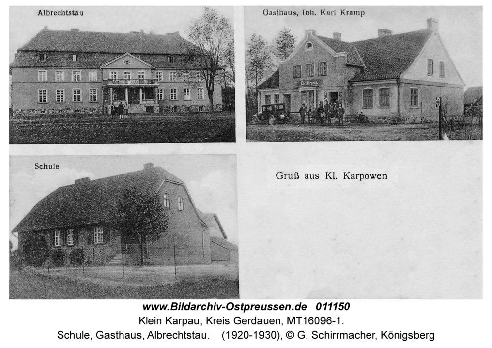 Klein Karpau, Schule, Gasthaus, Albrechtstau