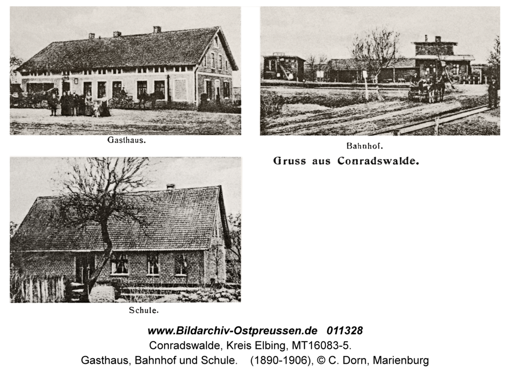 Conradswalde, Gasthaus, Bahnhof und Schule