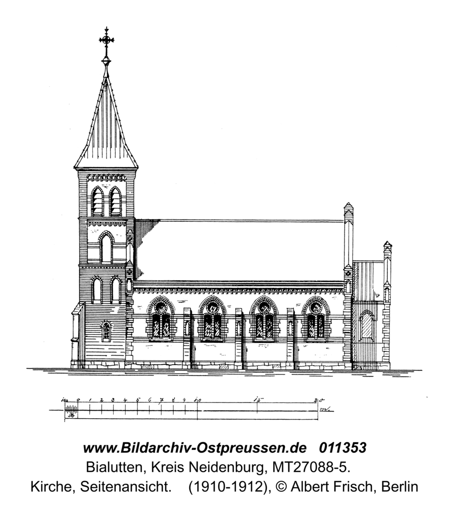 Bialutten, Kirche, Seitenansicht