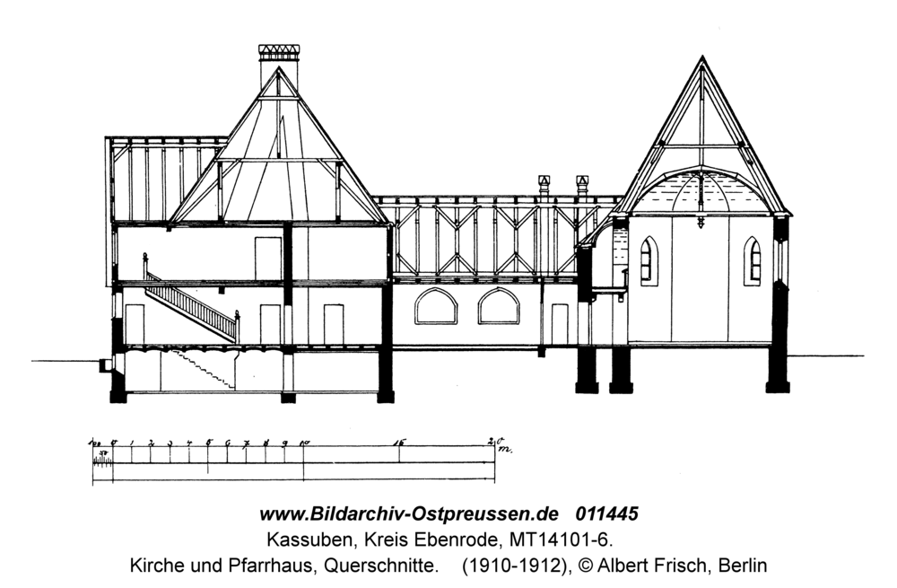 Kassuben, Kirche und Pfarrhaus, Querschnitte