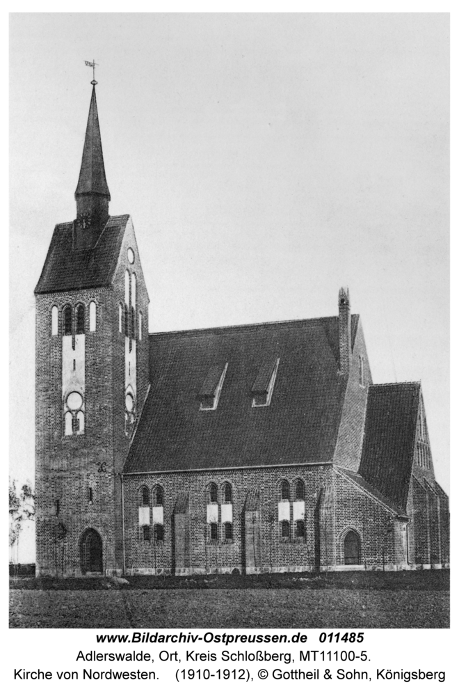Adlerswalde, Kirche von Nordwesten