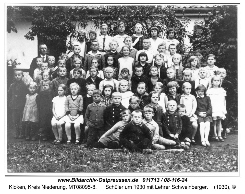 Kloken, Schüler um 1930 mit Lehrer Schweinberger