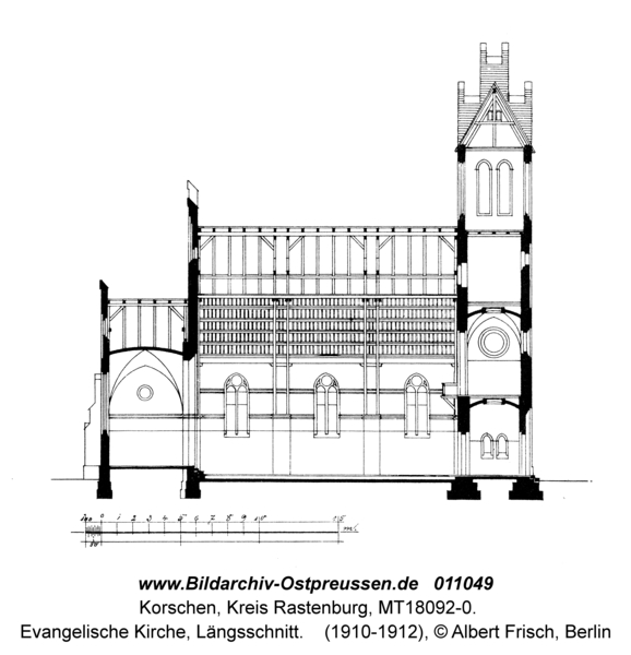 Korschen, Evangelische Kirche, Längsschnitt