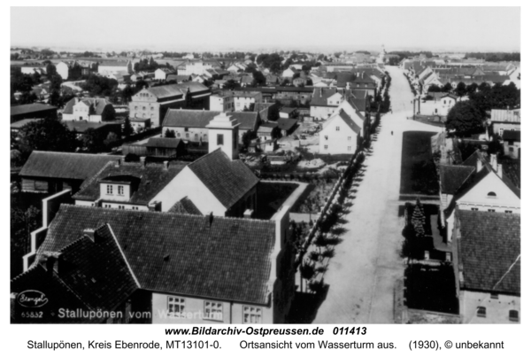 Stallupönen, Ortsansicht vom Wasserturm aus