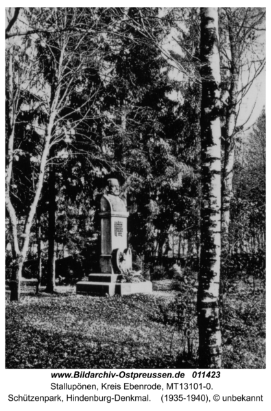 Stallupönen, Schützenpark, Hindenburg-Denkmal