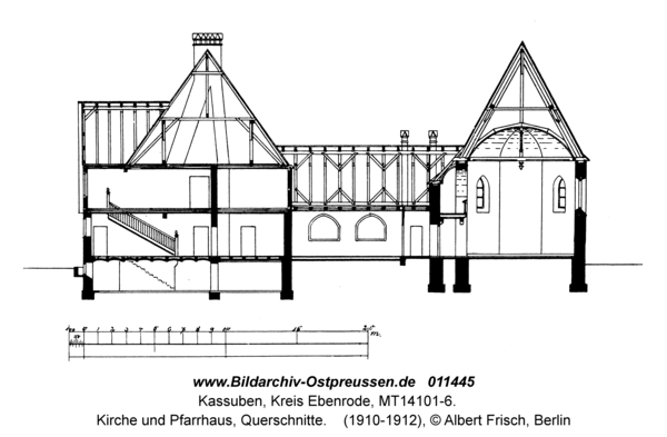 Kassuben, Kirche und Pfarrhaus, Querschnitte