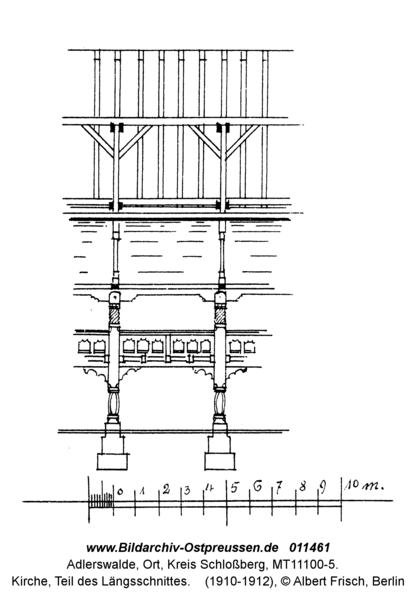 Adlerswalde, Kirche, Teil des Längsschnittes
