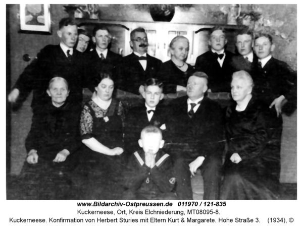 Kuckerneese. Konfirmation von Herbert Sturies mit Eltern Kurt & Margarete. Hohe Straße 3