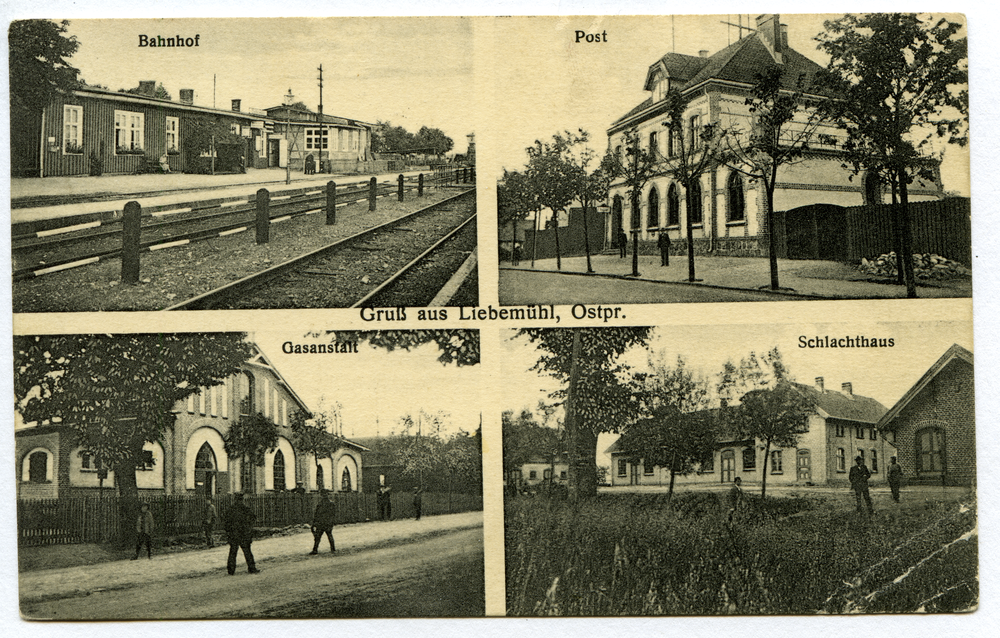 Liebemühl, Bahnhof, Post, Gasanstalt, Schlachthaus