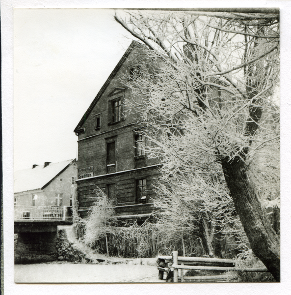 Liebemühl, Bierverlag Mierau (Winteraufnahme)