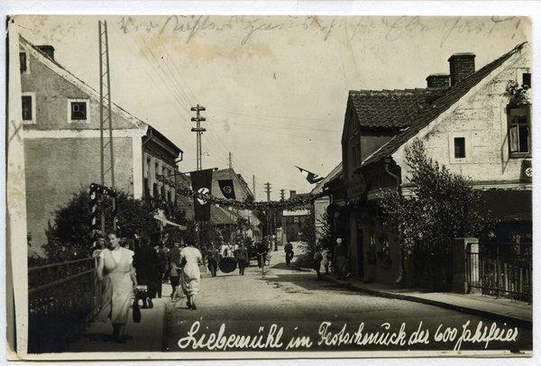 Liebemühl, 600-Jahrfeier, Straße im Festschmuck