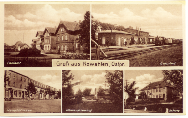 Kowahlen, Postamt, Bahnhof, Hauptstraße, Soldatenfriedhof, Schule
