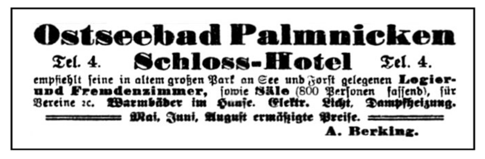 Palmnicken, Schloß Hotel, Inh. A. Berking
