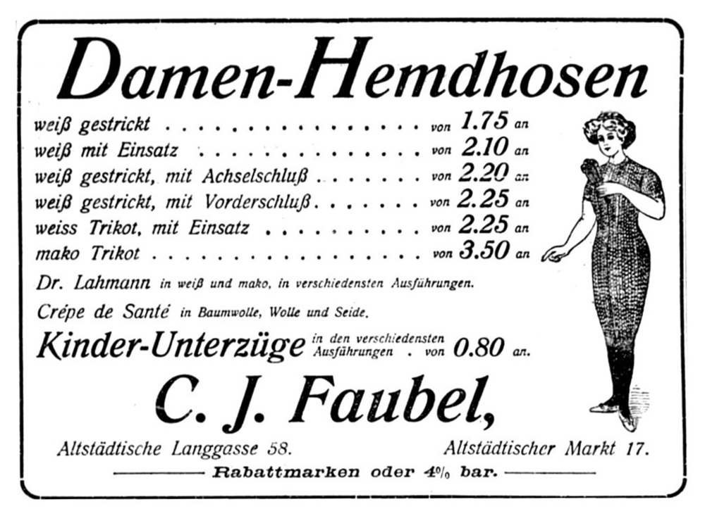 Königsberg (Pr.), C. J. Faubel, Damen- Hemdhosen