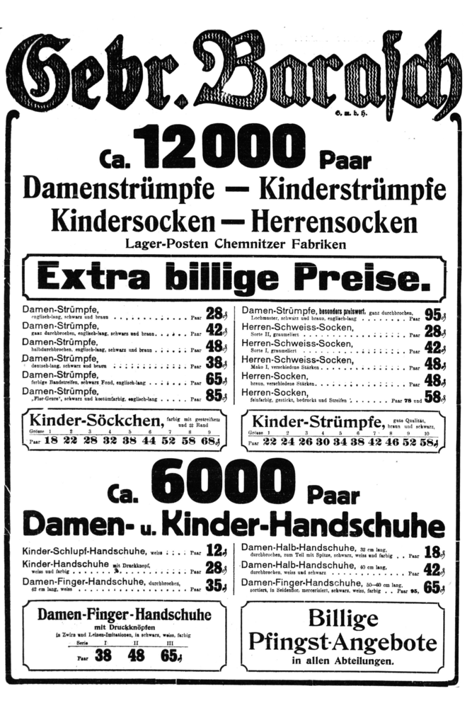 Königsberg, Kantstraße, Barasch, Warenhaus, 12000 Damen- und Kinderstrümpfe