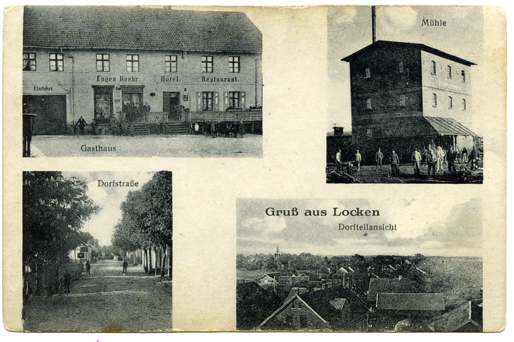 Locken, Gasthaus Eugen Roehr, Mühle, Dorfstraße, Ortsansicht