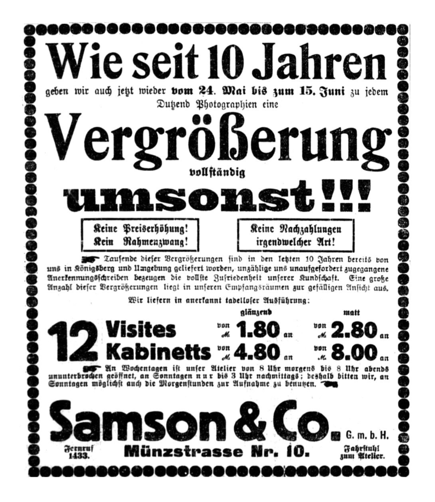 Königsberg (Pr.), Münzstraße, Samson & Co., Fotogeschäft