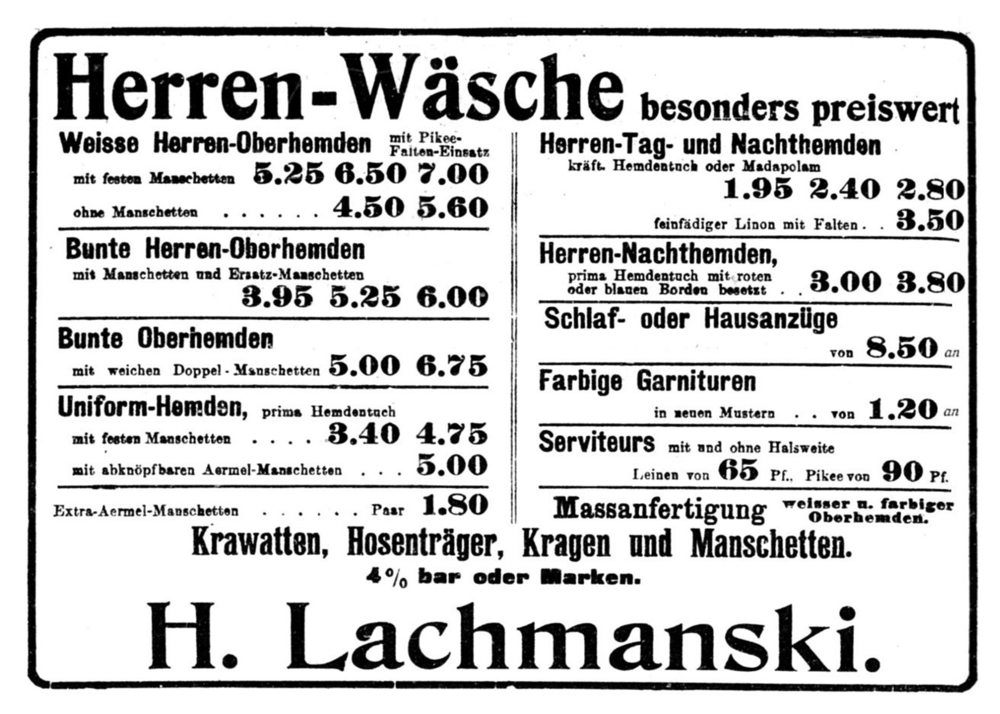 Königsberg, Junkerstraße, H. Lachmanski, Leinenhandlung