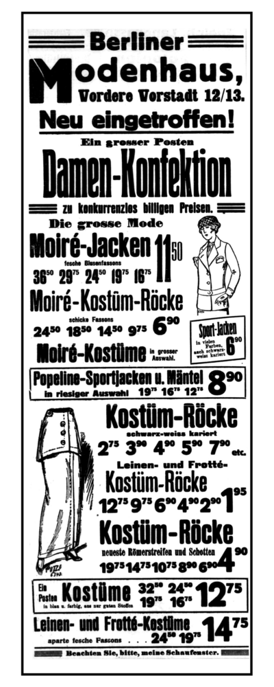 Königsberg (Pr.), Vordere Vorstadt, Berliner Modehaus, Damen Konfektion