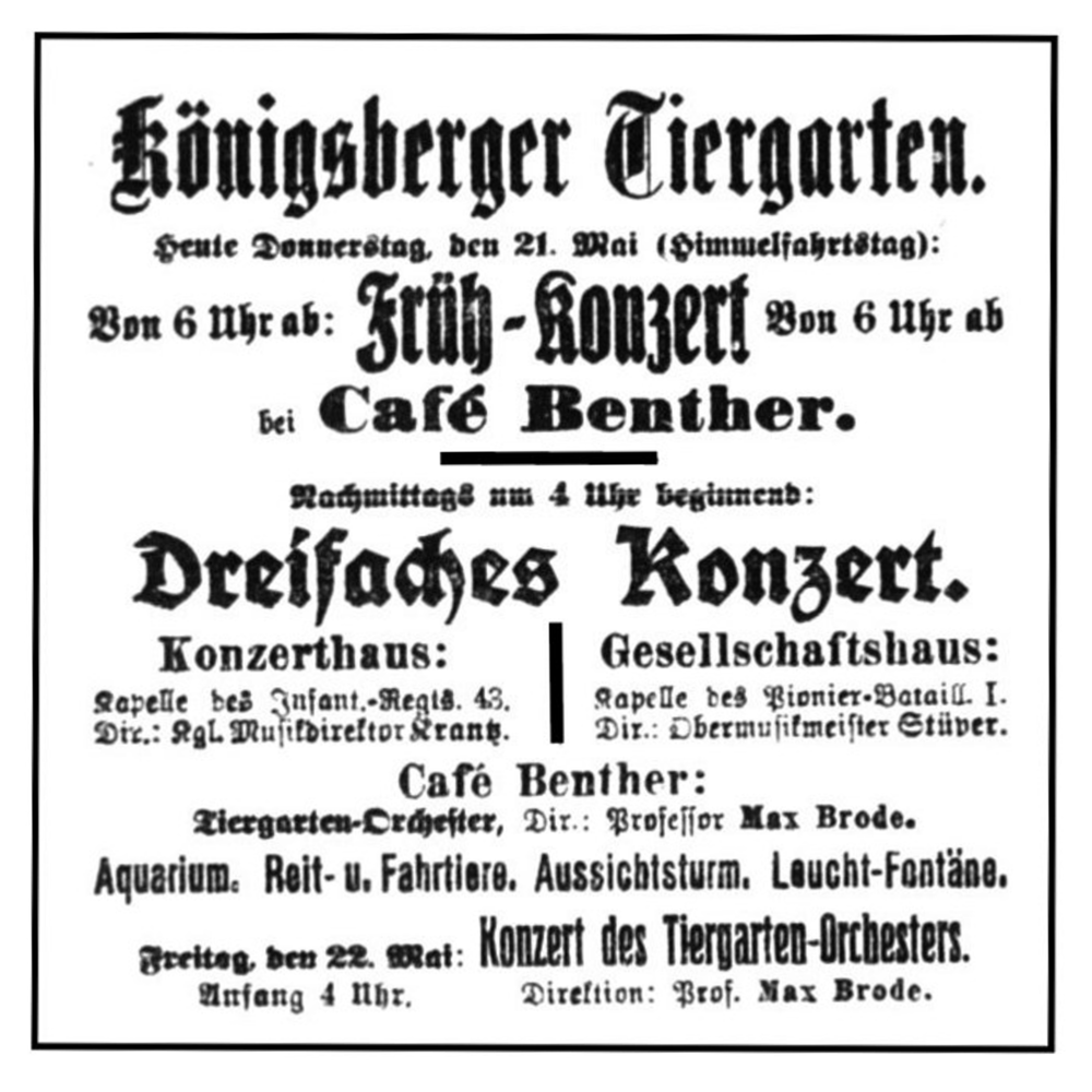Königsberg, Tiergarten, Cafe Benther, Früh-Konzert