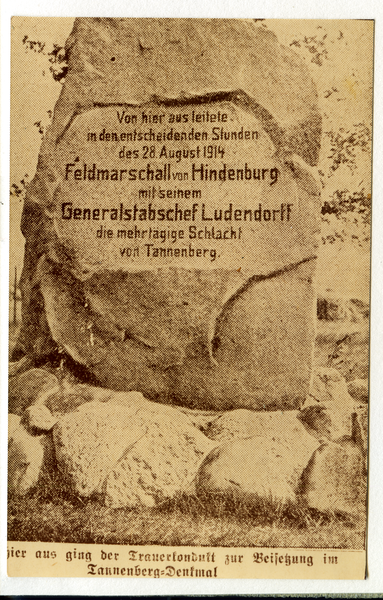 Großer Damerau-See, Gedenkstein für die Befehlsstelle der Tannenbergschlacht 1914