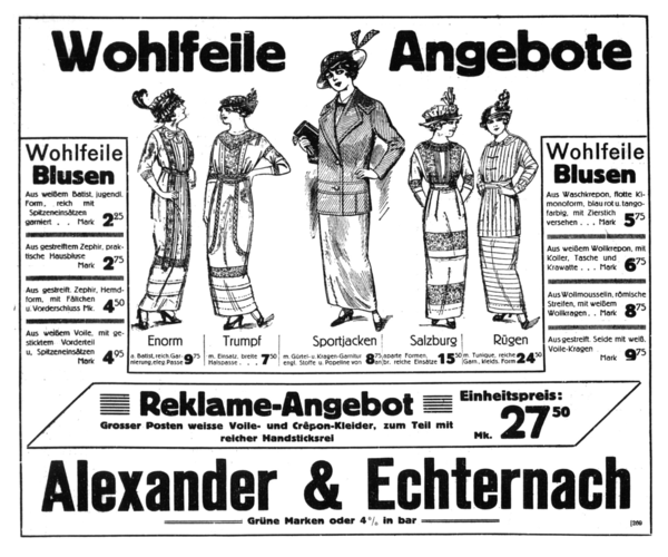 Königsberg (Pr.), Altstädt. Langgasse, Alexander & Echternach, Konfektionsgeschäft