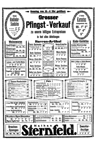 Königsberg, Altstäd. Markt, Nathan F. Sternfeld, Textilwaren, Großer Pfingstverkauf