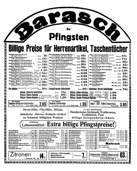 Königsberg, Kantstraße, Barasch, Warenhaus, Pfingsten billige Preise