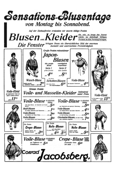 Königsberg (Pr.), Conrad Jacobsberg, Textilwaren, Kleider und Blusen