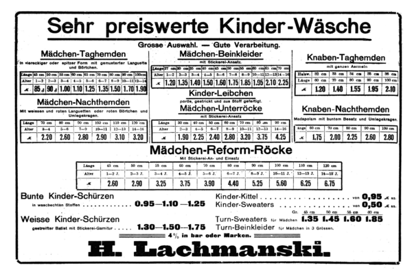 Königsberg (Pr.), Junkertraße,  H. Lachmanski, Wäschefabrik-und Leinenhandlung