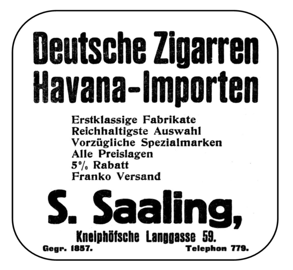 Königsberg (Pr.), Kneiph. Langgasse, S. Saaling, Tabakwaren, Deutsche Zigarren