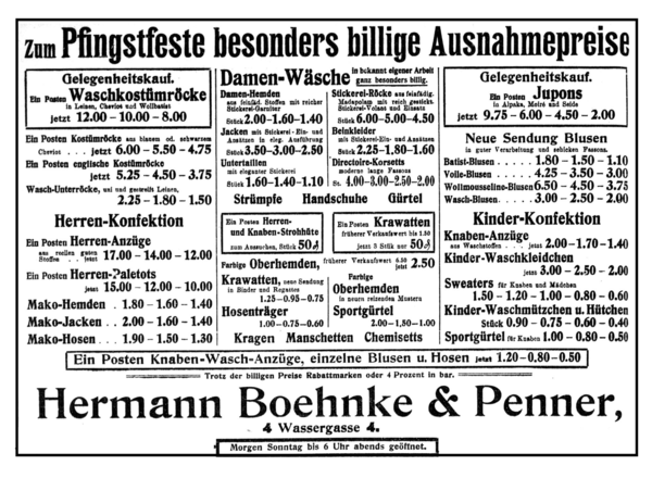 Königsberg (Pr.), Wassergasse, Boehnke & Penner, Konfektionshaus