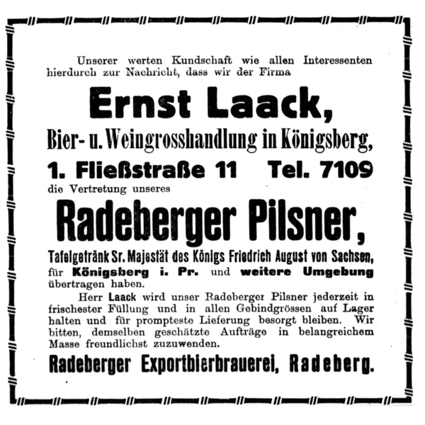 Königsberg, Fließstraße, Ernst Laack, Bier- und Weingroßhandlung