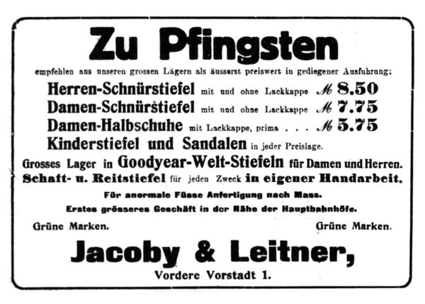 Königsberg, Vordere Vorstadt, Jacoby & Leitner, Schuhwaren