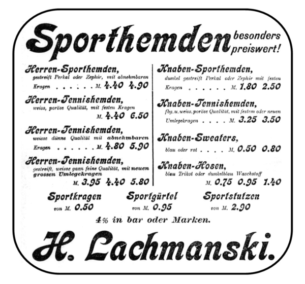 Königsberg, Junkerstraße, H. Lachmanski, Leinenhandlung, Sporthemden