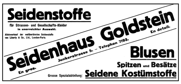 Königsberg, Junkerstraße, Goldstein, Seidenhaus
