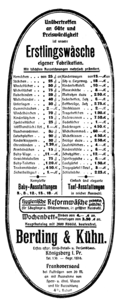 Königsberg (Pr.), Berding & Kühn, Versandhaus, Litauische Gebildwaren