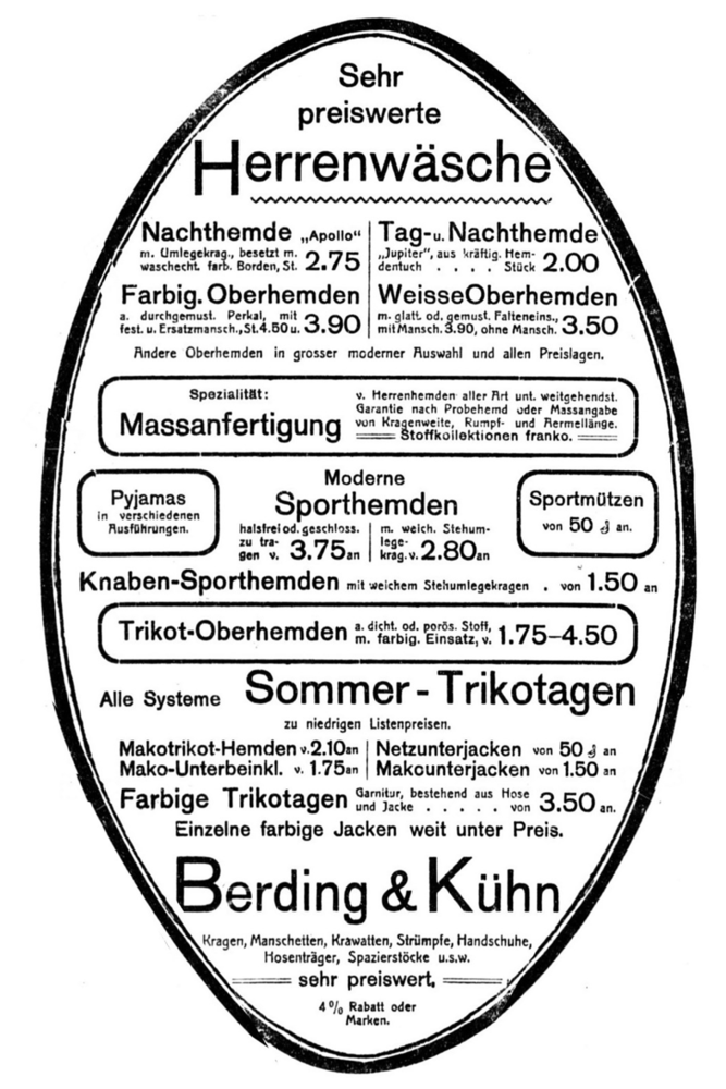 Königsberg (Pr.), Berding & Kühn, Litauische Gebildwaren, Herrenwäsche