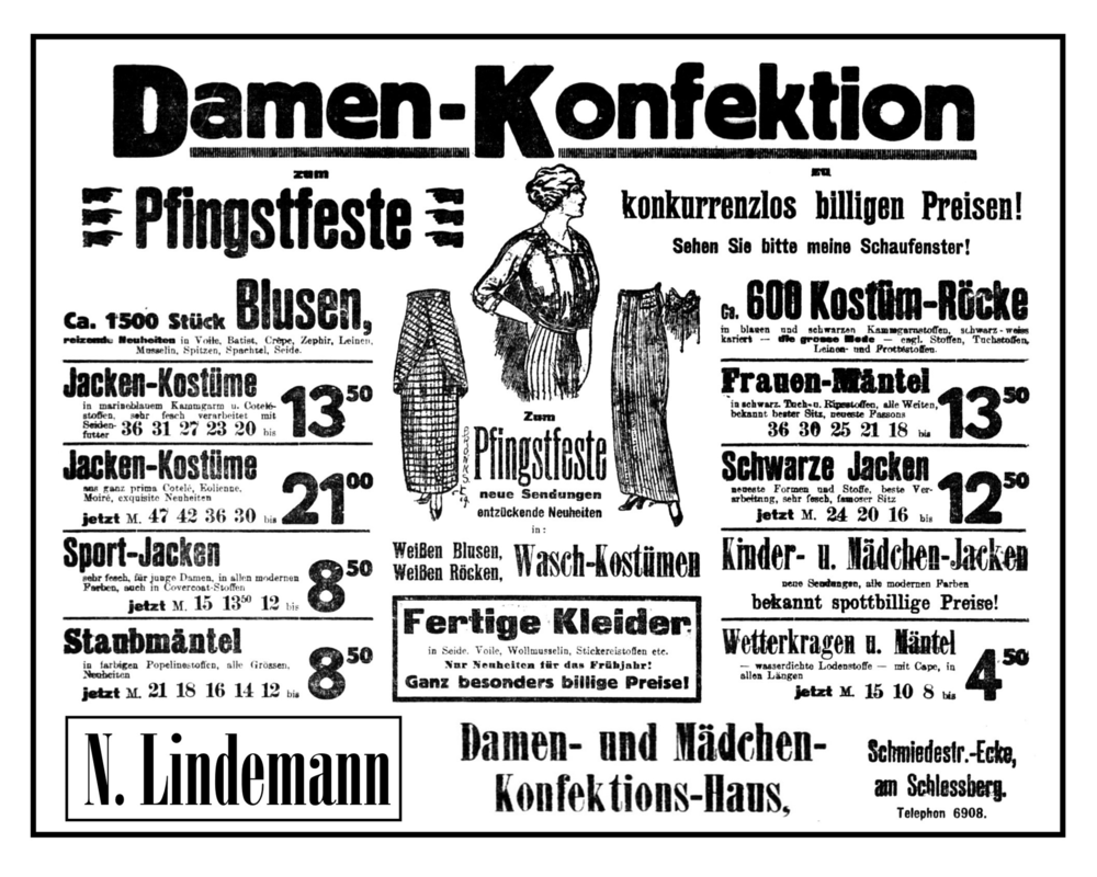Königsberg (Pr.), Schmiedestraße, N. Lindemann, Damenkonfektion