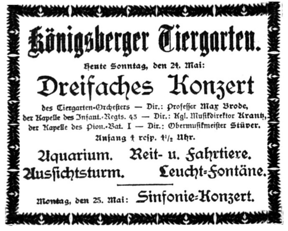 Königsberg, Tiergarten, Dreifaches Konzert