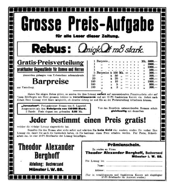 Königsberg, Königsberger Allgemeine Zeitung, Prämienschein