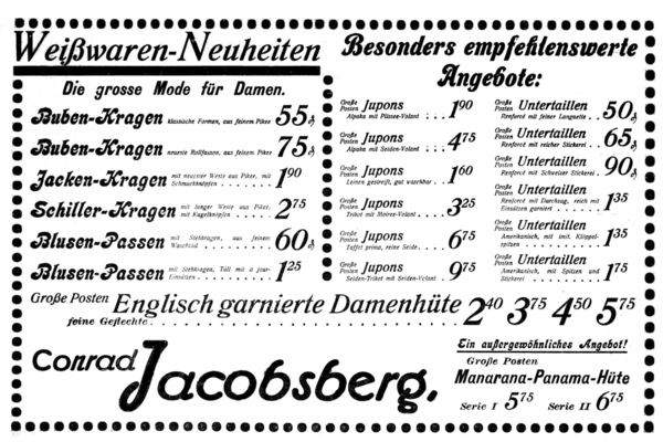 Königsberg (Pr.), Conrad Jacobsberg, Weißwaren