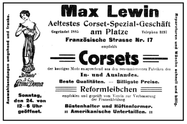 Königsberg (Pr.), Französische Str. 17, Max Lewin, Corset Spezialgeschäft