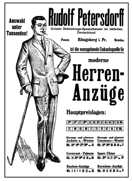 Königsberg (Pr.), Rudolf Petersdorff, Bekleidungshaus für Herren