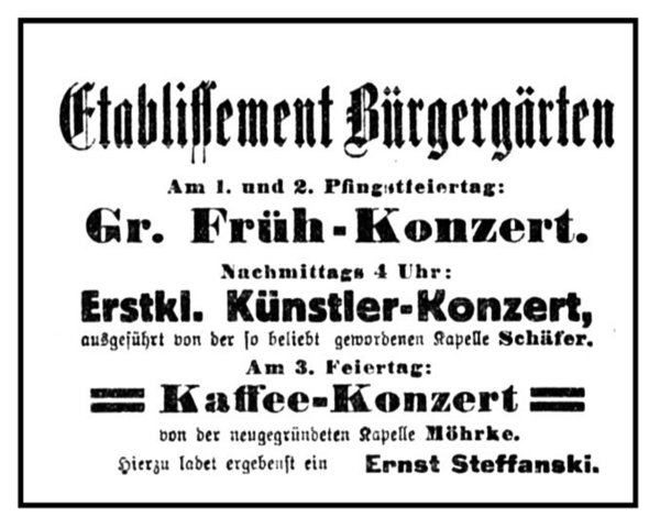 Königsberg (Pr.), Gasthaus Bürgergärten (Etablissement), Gr. Früh - Konzert