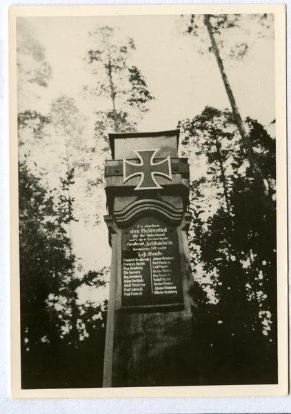 Tafelbude, Kriegerdenkmal für Tafelbude, Alt Jablonken und Baarwiese