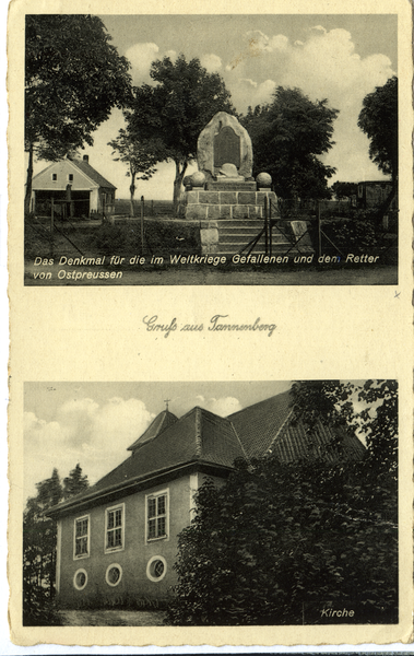 Tannenberg Kr. Osterode , Gedenksteins des Kriegerdenkmals, Ev. Kirche